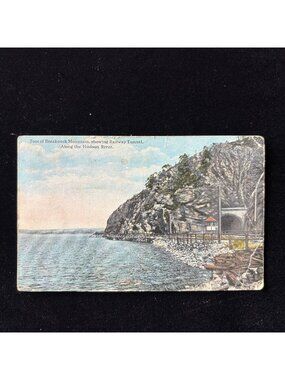 Antique Postcard 1916 Breakneck Mountain Tunnel Hudson River Railroad Newburgh N